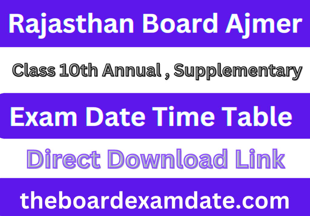 Rajasthan Board 10th Exam Date