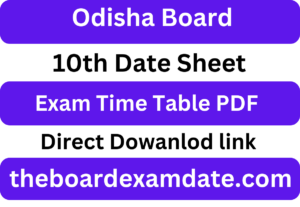 BSE Odisha 10th Time Table